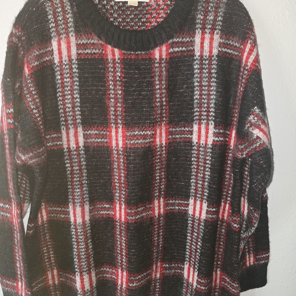 Michael Kors Black and Red Plaid Sweater